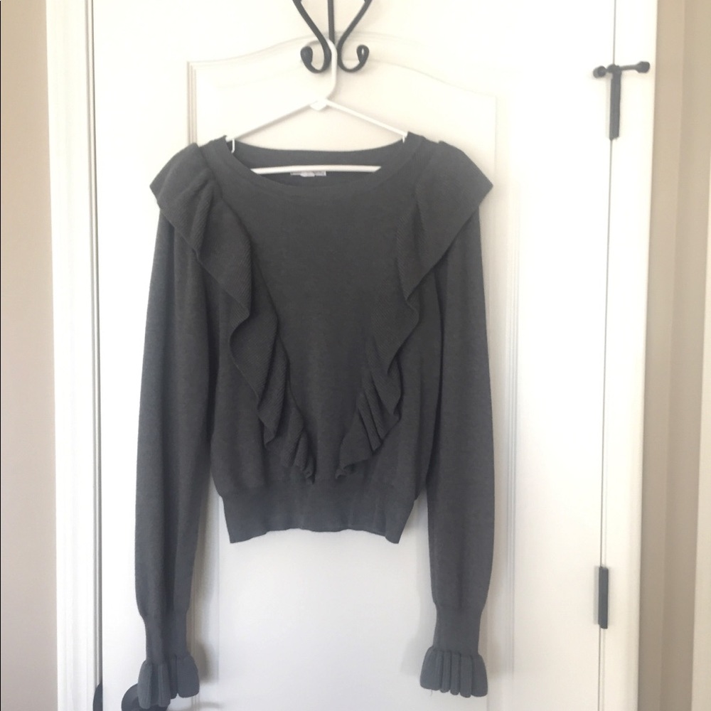 LOVERICHE dark gray sweater with ruffle details